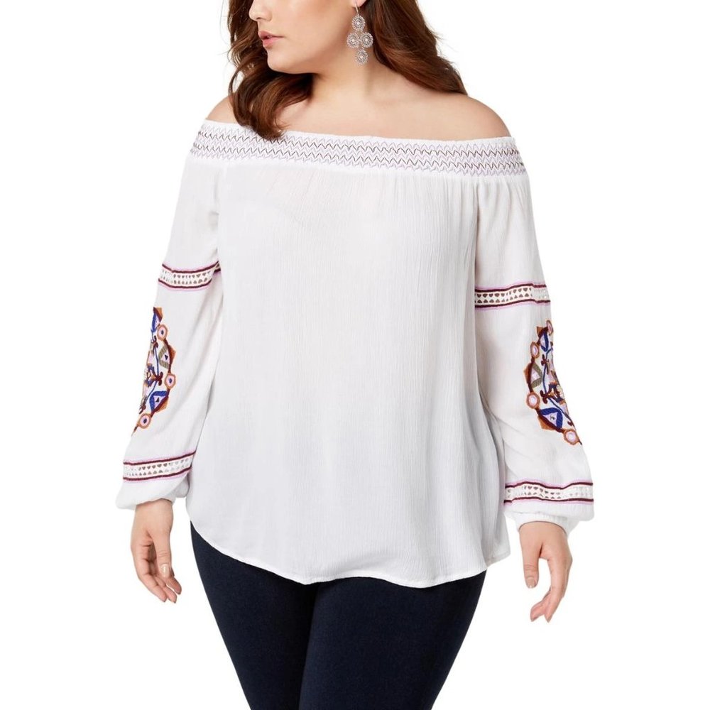 INC Off the Shoulder Embroidered Blouse